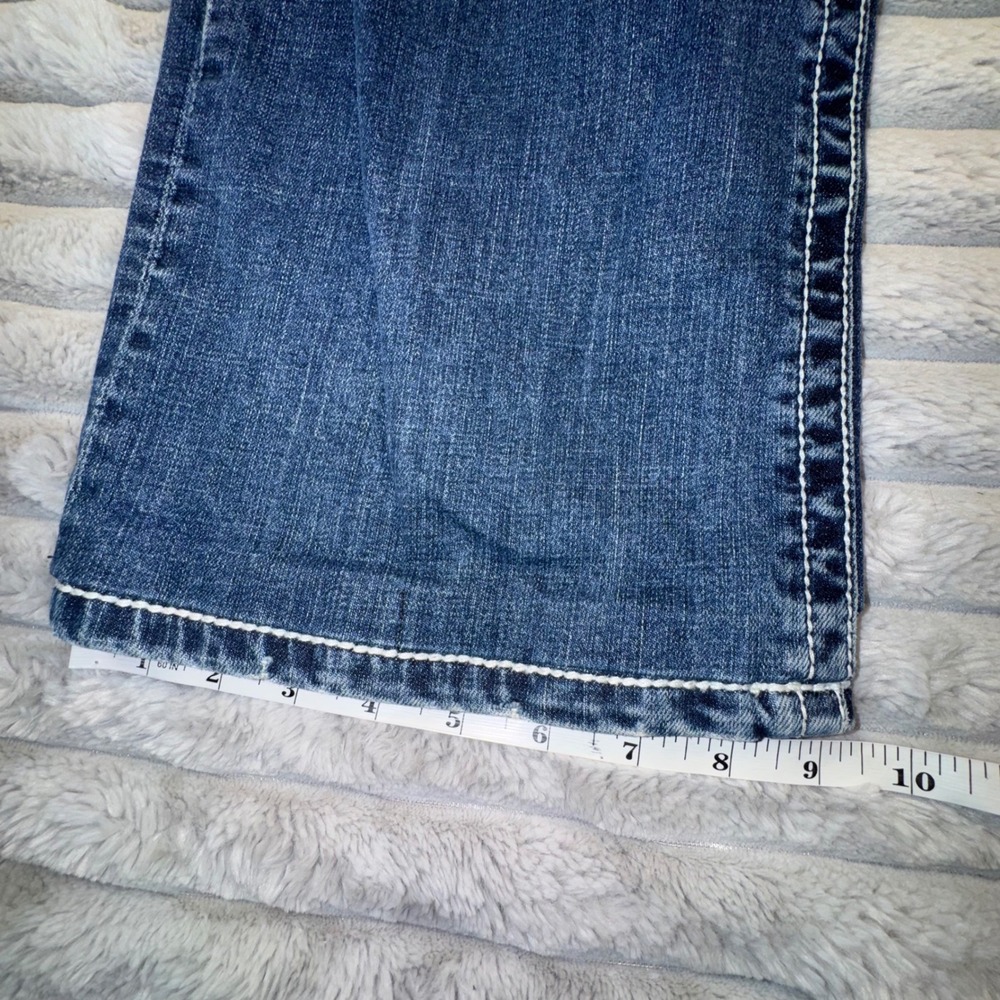 BKE Derek Bootcut Jeans Mens 36R Medium Wash Thick Stitch Denim Blue - Picture 5 of 14